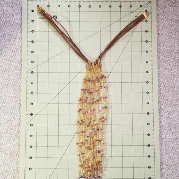 💥4/$20 STATEMENT NECKLACE Iridescent beads Leather Choker NEW - Picture 5 of 8